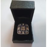 Large, boxed Art-Deco dress ring, size K, 12.2 grams gross