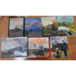 Seven steam train related books including "The worlds railways" (7)