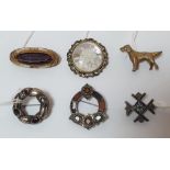 Six assorted, antique pinchbeck brooches (6)