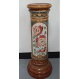 Large Victorian/Edwardian ceramic plinth with period flower decoration, 70 cm high, Stamped B F