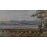 W C Banks, antique watercolour Harvesting scene, Vale of Conway" framed The w/c measures 10 x 19 cm