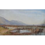 J W Oddie Victorian watercolour, "Bassenthwaite water", unframed, The w/c measures 26 x 44 cm