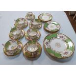 Old part tea set in mint green gold & white by Coalport (Qty)