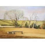 Peter Horrocks, 1981 watercolour "Landscape at Bradnor, Herefordshire", signed, framed, The w/c