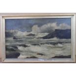 R Anderson-Smith, Early 20thC oil on canvas, "The rocky shore" - requires some restoration signed,