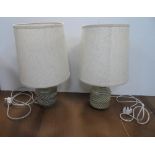 Pair of 1970s unmarked ceramic bases and matching original shades (2)