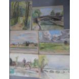 Six unsigned, early 20thC French pastel landscapes (6), unframed, Approx average size is 48 x 63 cm