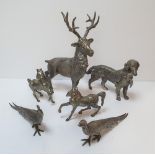 Collection of unmarked cast white metal animals (6)