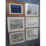 Six framed, 20thC watercolour landscapes, all by differing hands (6)