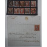10 used 1d red imperf & 1 early letter with 1d red imperf (11)