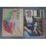 Two unsigned, early 20thC French pastel portraits (2) Approx ave size is 48 x 63 cm