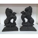 Pair of good quality cast iron door stops in the form of Lions (2)