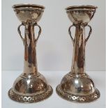Pair of Art Nouveau Chester 1922 candlesticks (370 grams) with detachable heads