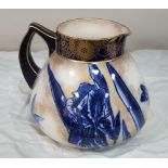 Victorian Doulton jug, circa 1891, with blue leaf decoration, In very good condition for its age