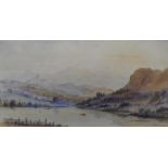 F R Newbold 1884 watercolour "Cumbrian lake scene", signed & dated, framed, The w/c measures 18 x 27