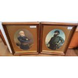 Fine pair of old prints of American generals Robert Lee and Stonewall Jackson, both in matching wood