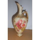 A Royal Worcester blush ivory ewer, decorated with floral sprays, shape number 1745, c1900, height