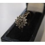 9ct yellow gold, diamond cluster ring Approx 1.7 grams gross, size I