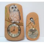 Wall clock & a barometer, both with hand painted birds by Ivor Rawlinson (2)