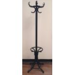 Ebonised Bentwood ebonised wood coat stand, 190cm tall, Come with detachable head piece