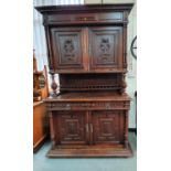 Large fine carved Dutch dresser (with keys), 220 high x 130 long x 50 cm deep