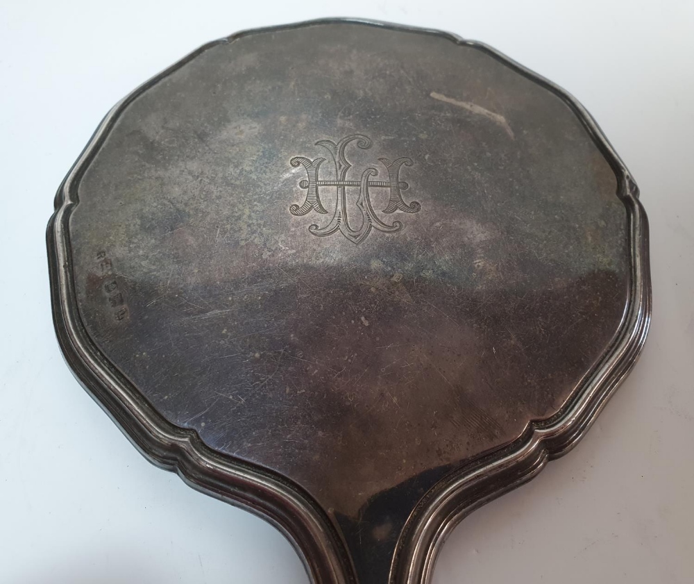 Silver backed hand mirror (330 grams gross) together with 2 similar ebonised wood examples (3) - Image 3 of 5