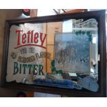 Tetley Bitter advertising mirror in oak frame, The mirror measures 54 x 80 cm