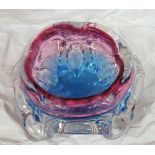 Murano heavy tri-coloured glass ashtray, circa 1980, Appears to be in fine condition without chips