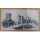 Alfred Bowyer Clayton (1795-1855) 1830s pen & ink "Windsor Castle", unframed, 14 x 25 cm, Alfred