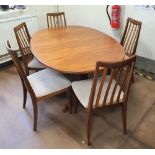 G-Plan oval extending dining table together with 5 matching G-Plan chairs (6), The table measures