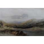Circle of John Varley, small, early 19thC unsigned watercolour landscape, framed and glazed, The w/c