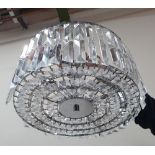 Modern Chrome light fitting adorned with glass droplets, 34 cm in diameter