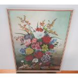 Unsigned watercolour still-life of flowers in bloom, framed, The w/c measures 38 x 28 cm