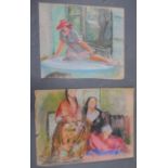 Two unsigned, early 20thC French pastel portraits (2) Approx ave size is 48 x 63 cm
