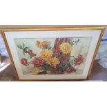 Large, Phyllis I. HIBBERT (1903-1971) watercolour "Colourful flowers with berries" , signed,