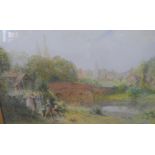 Charles GREGORY (1849-1920) watercolour "Brockham Green", signed & in original Edwardian gilt