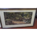 Attributed to Samuel Jackson (1830-1904) watercolour "A woodland path", framed The w/c measures 18 x