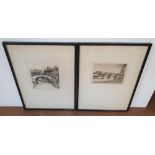 Two good quality, mid 20thC etchings, 1 by Donald Crawford, the other indistinctly signed (2),