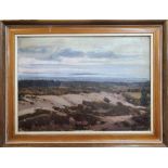 Large unsigned, mid 20thC impressionist oil on canvas, "Extensive French country landscape", wood