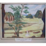 Géo LE CAMPION (French 1890-?) watercolour "Vietnam scene", signed, framed, 23 x 29 cm