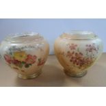 2 Royal Worcester blush ivory pot pourri jars decorated with wild summer flowers, shape number 1314,