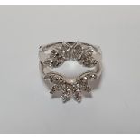 14ct white gold & diamond modern style ladies ring (approx 0.7ct) size M 5.6 grams gross