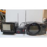 A vintage Sony TVS II VK TV transmitter with a Samsung CL-125R Portable TV together with a