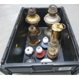 Box of oil lamps and accessories etc (Qty)