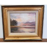 Margery Stephenson oil on board, "Peaceful day, Derwent water", good modern frame, The oil