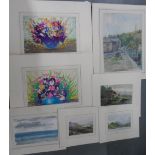 Collection of seven mid/late 20thC watercolours, by differing artists (7), all mounted but unframed,