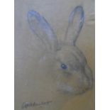 Ernest WALDRON WEST (1904-1994) pencil, highlighted in white "Head of a Bunny", unframed, 23 x 15 cm