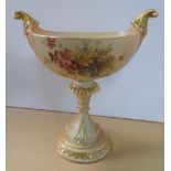 Royal Worcester blush pedestal vase, decorated in wild summer flowers, circa 1908, shape number 280,