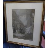 John Salter, Victorian drawing of Saltwod castle, hythe - ex-Christies, South Kensington, framed,