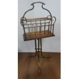 Victorian brass & wood music stand holder on tri-pod feet manufactured by Hall of Birmingham 80 cm